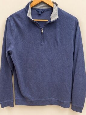 David Donahue Men's Navy Blue Quarter-Zip Pullover